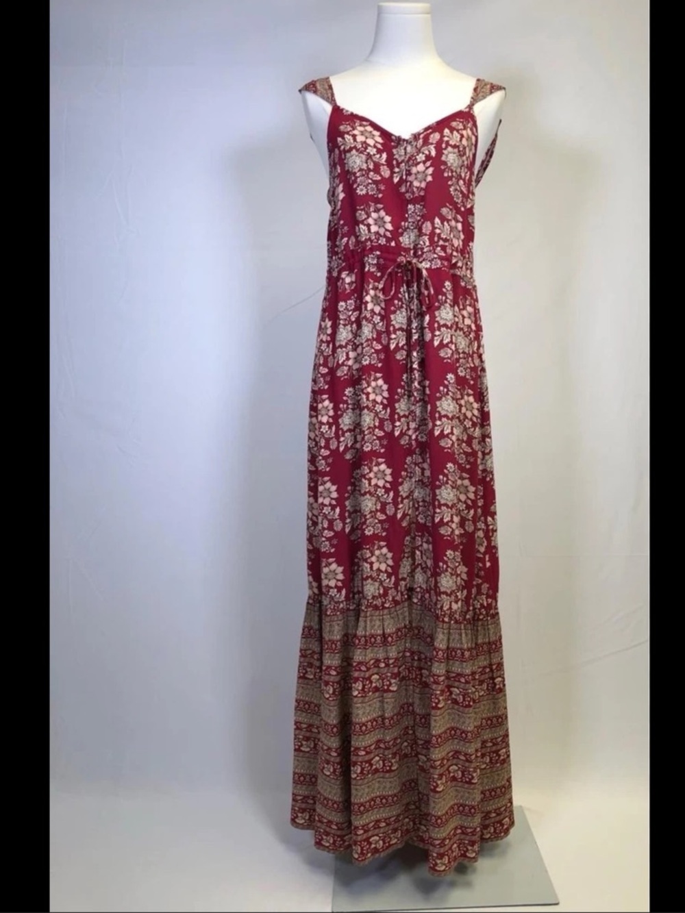 American Eagle Floral Button Drawstring Waist Dress Small